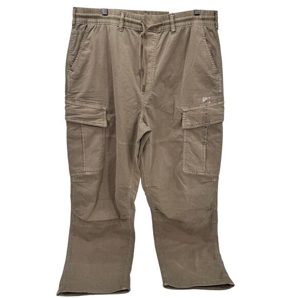 American Eagle Pants Mens Large Relaxed Cargo Flex Khaki Tan COMFY NEW - Picture 2 of 10
